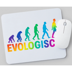 Mousepad Evologisch bunt auf weißem Hintergrund